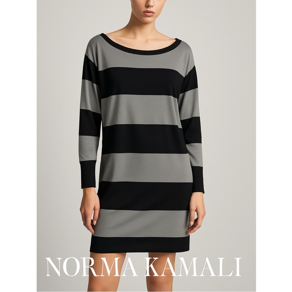 NORMA KAMALI Wide Stripe Shift Dress - Picture 1 of 13